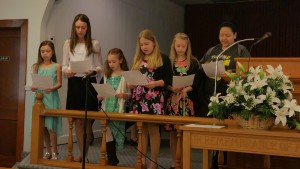 Sister Linda's class singing on Easter morning.