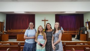 Sister Linda and a couple of our Sunday School students visiting the Church of God, Grand Cayman.
